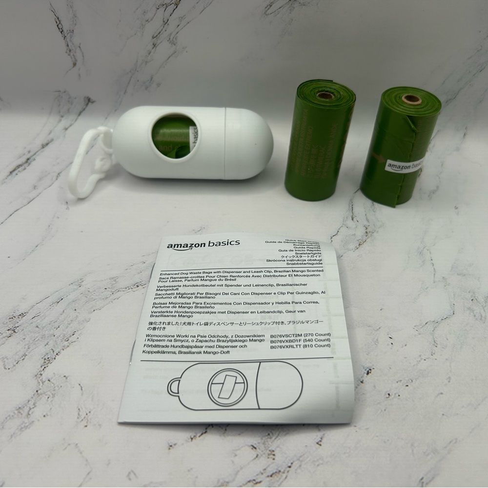 Dog Poop Bag Holder White with 3 Mango Scented Bags – New